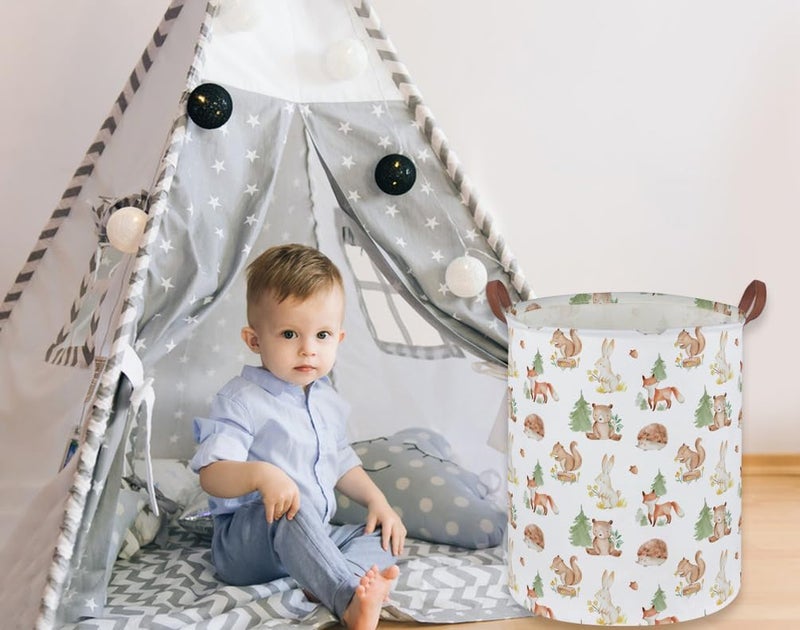 DDBASKET Kids Laundry Basket Animal Hamper for Nursery Woodland Hamper Cute Kids Storage Bin Organizer Room Decor for Home(Tree animal) - Image 5